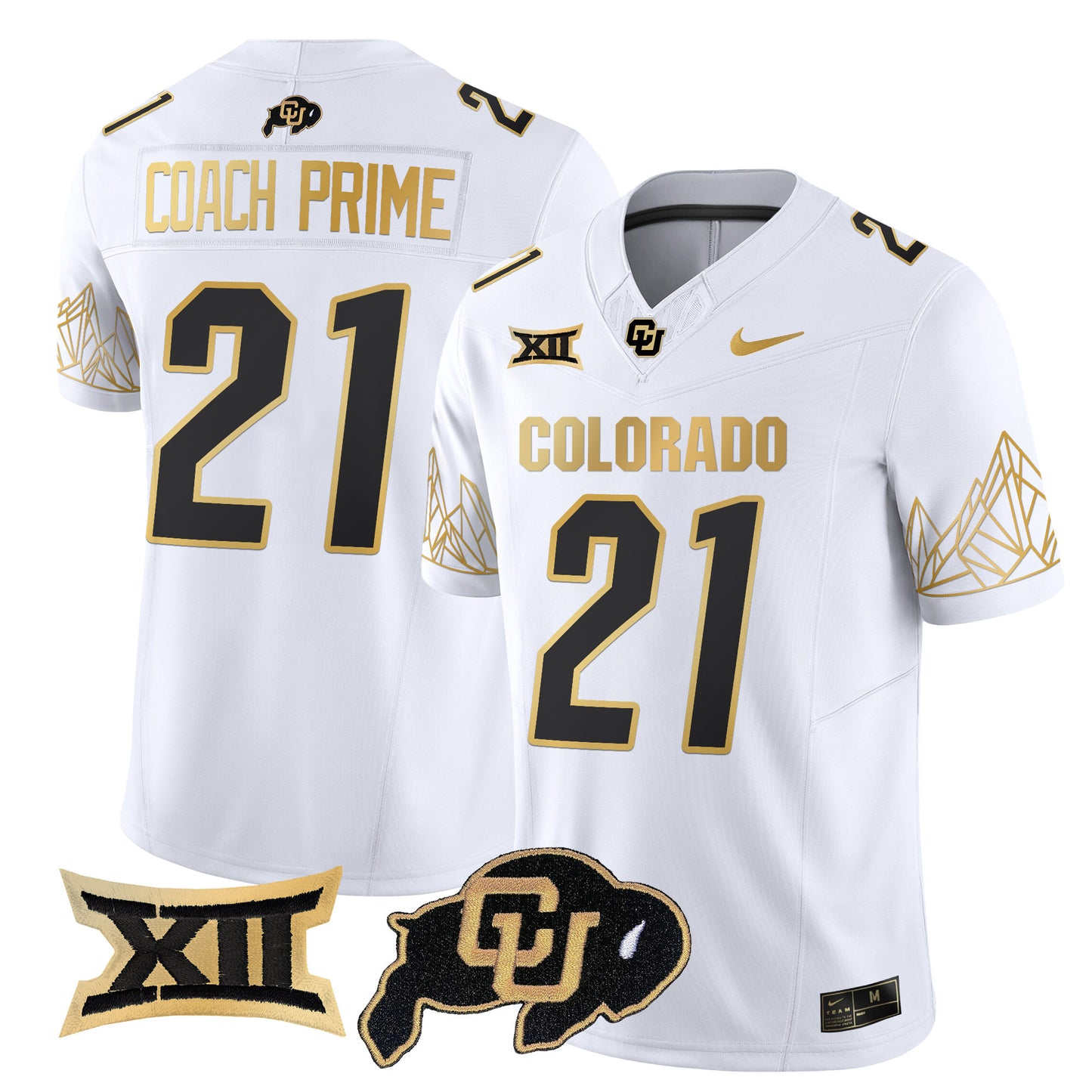 Colorado Buffaloes Big 12 XII Patch Gold Vapor Limited Jersey - All Stitched