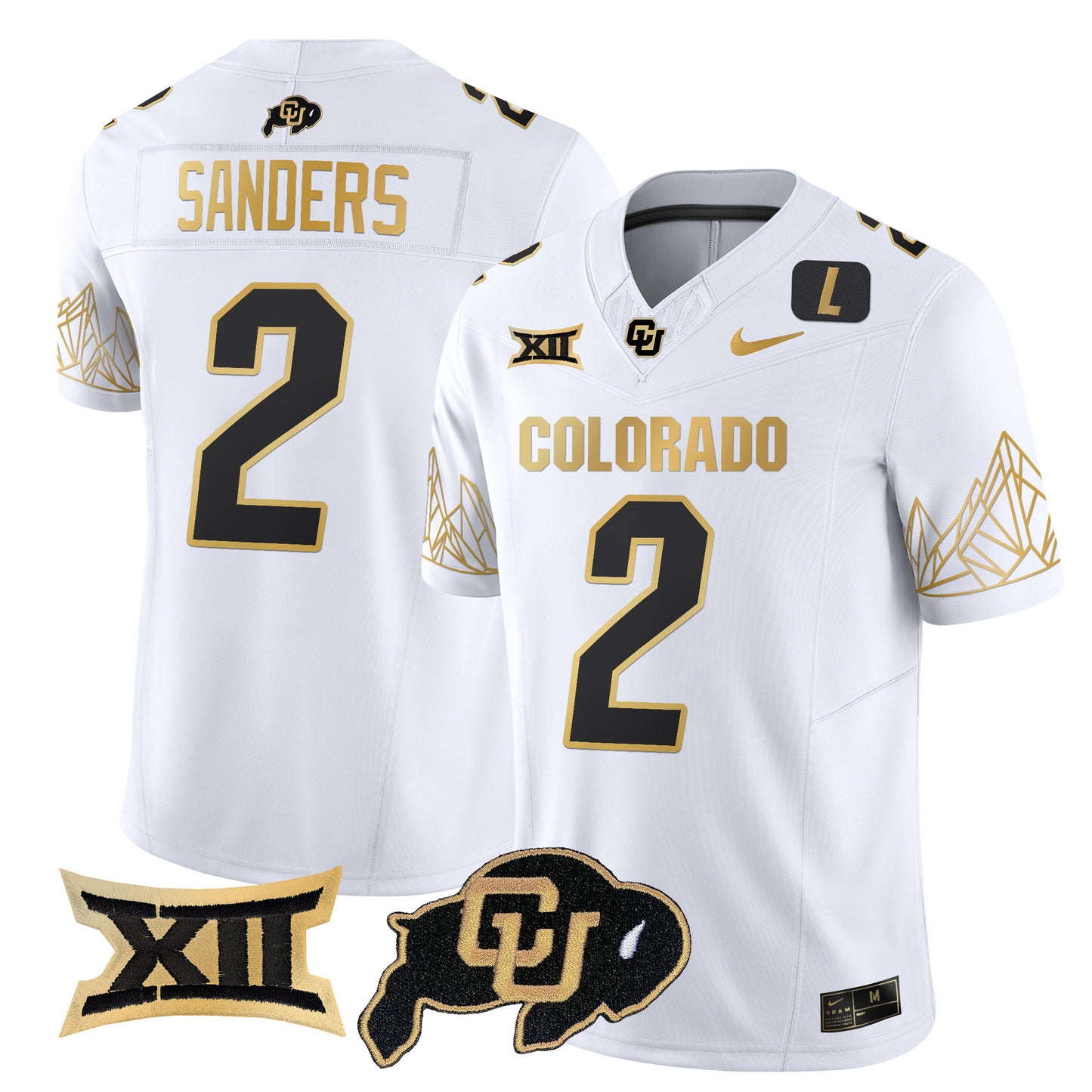 Colorado Buffaloes Big 12 XII Patch Gold Vapor Limited Jersey - All Stitched