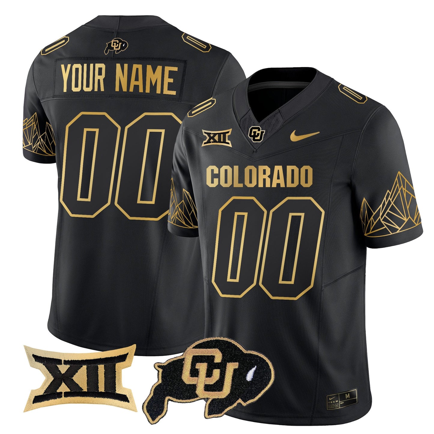 Colorado Buffaloes Big 12 XII Patch Gold Vapor Limited Custom Jersey - All Stitched