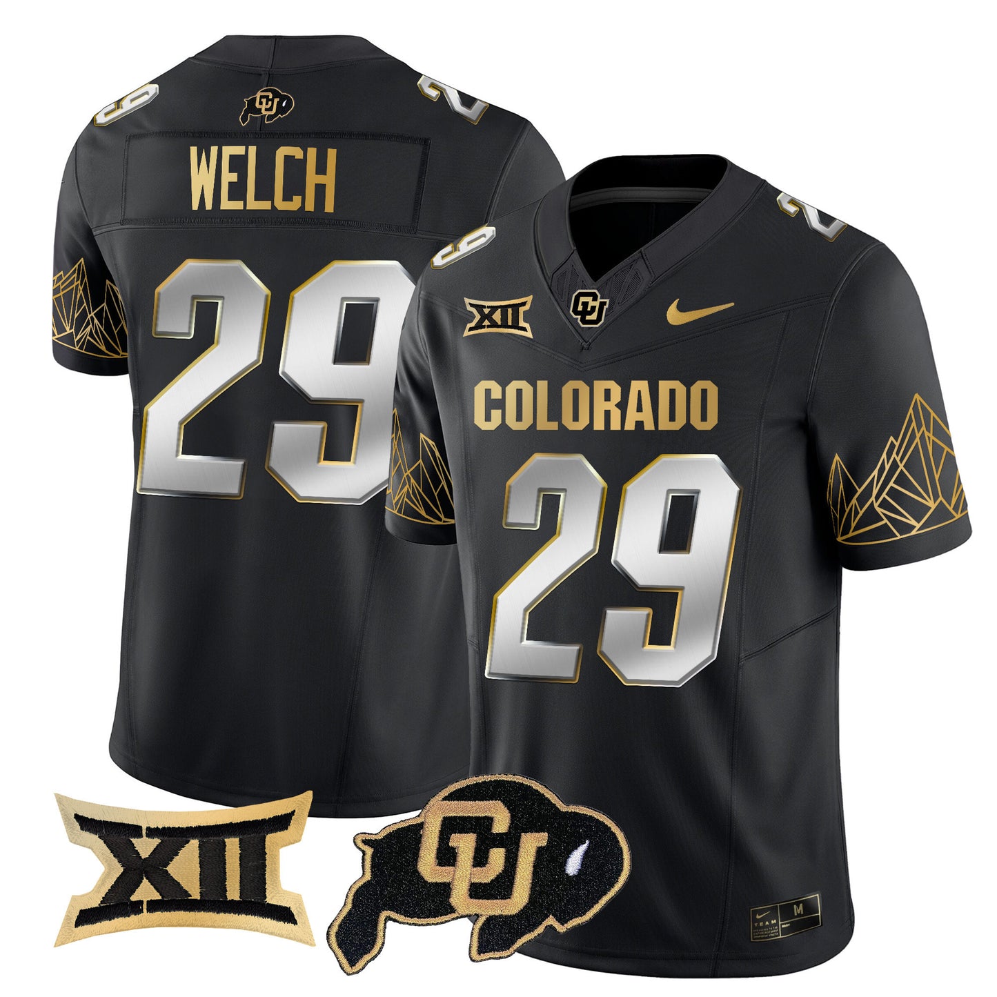 Colorado Buffaloes Big 12 XII Patch Gold Vapor Limited Jersey - All Stitched