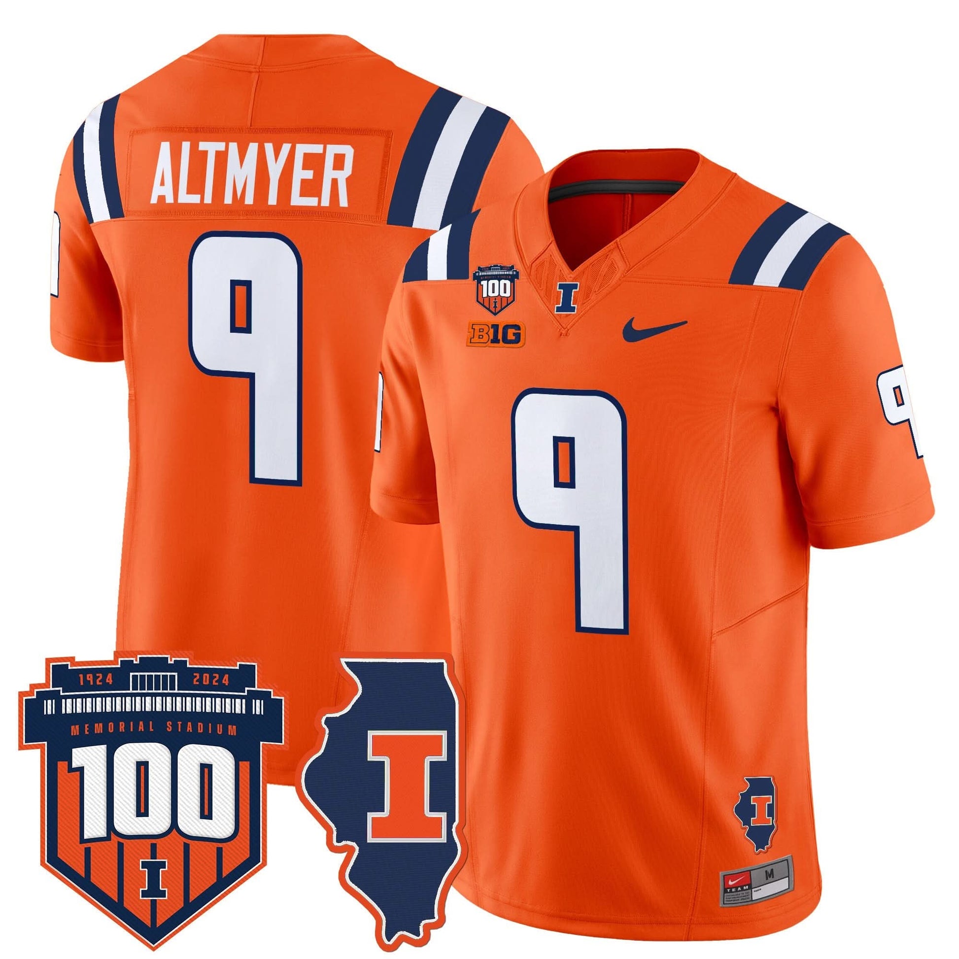 Men's Illinois Fighting Illini 100th Memorial Stadium Patch Vapor Limited Jersey - All Stitched