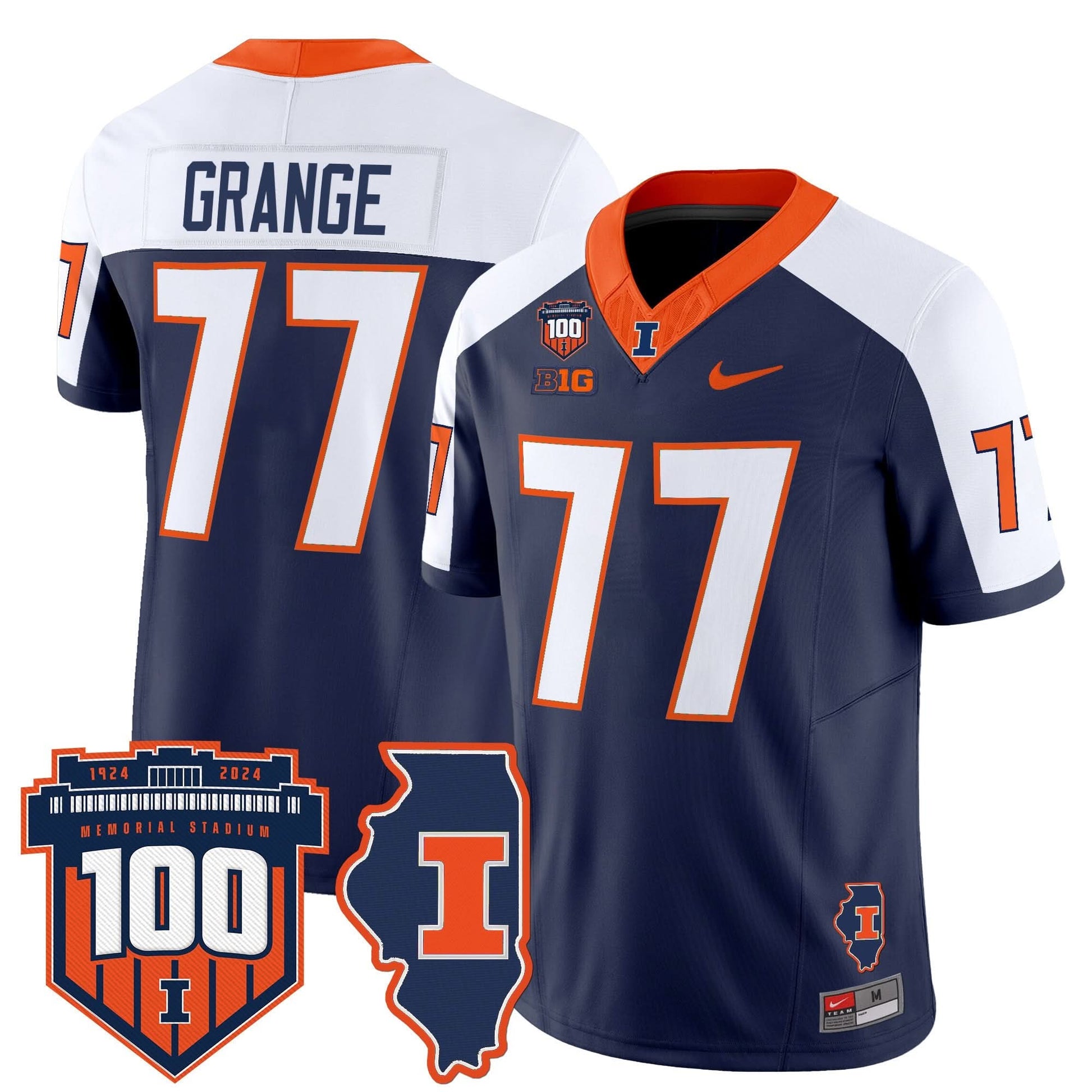 Men's Illinois Fighting Illini 100th Memorial Stadium Patch Vapor Limited Jersey - All Stitched