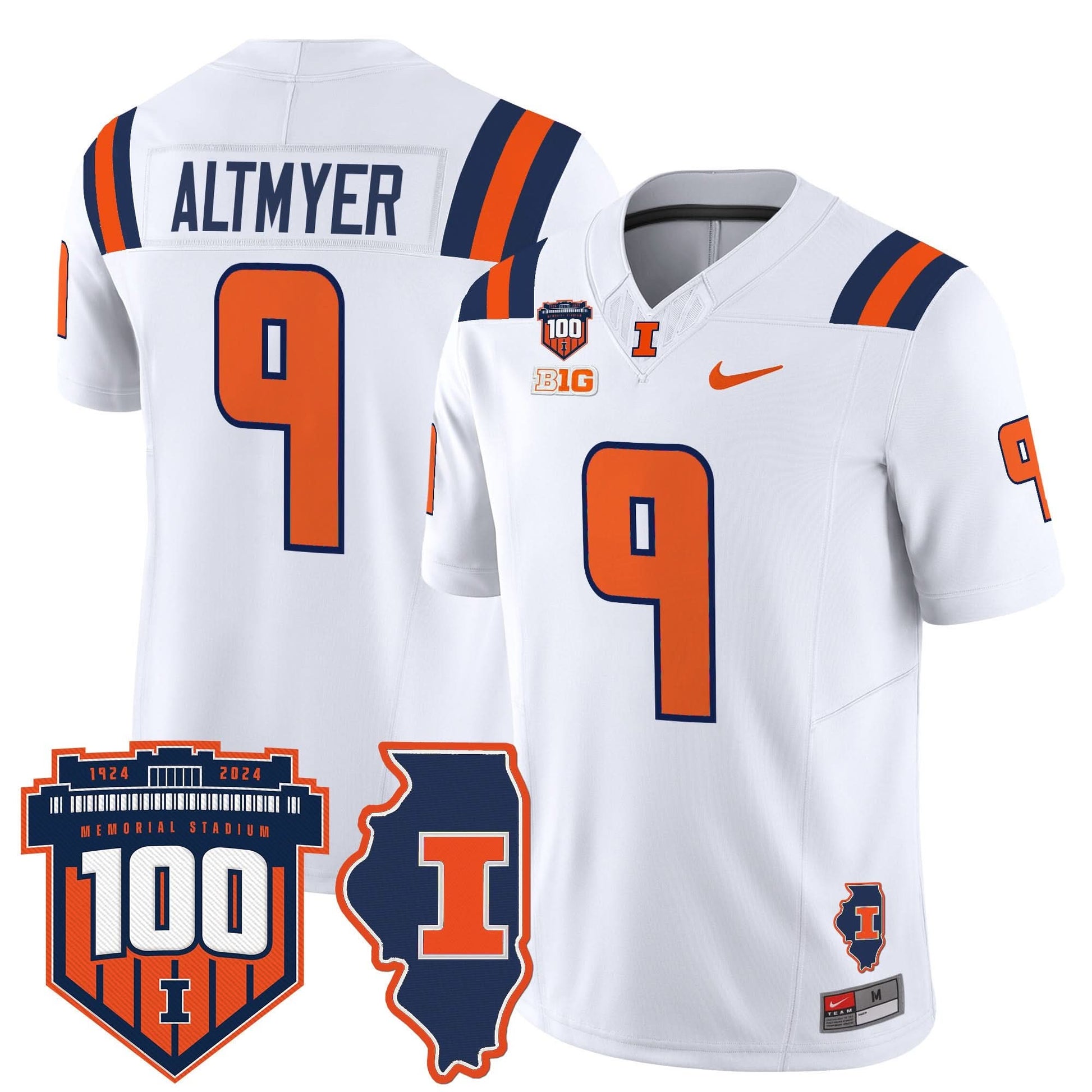 Men's Illinois Fighting Illini 100th Memorial Stadium Patch Vapor Limited Jersey - All Stitched
