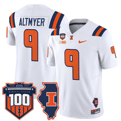 Men's Illinois Fighting Illini 100th Memorial Stadium Patch Vapor Limited Jersey - All Stitched