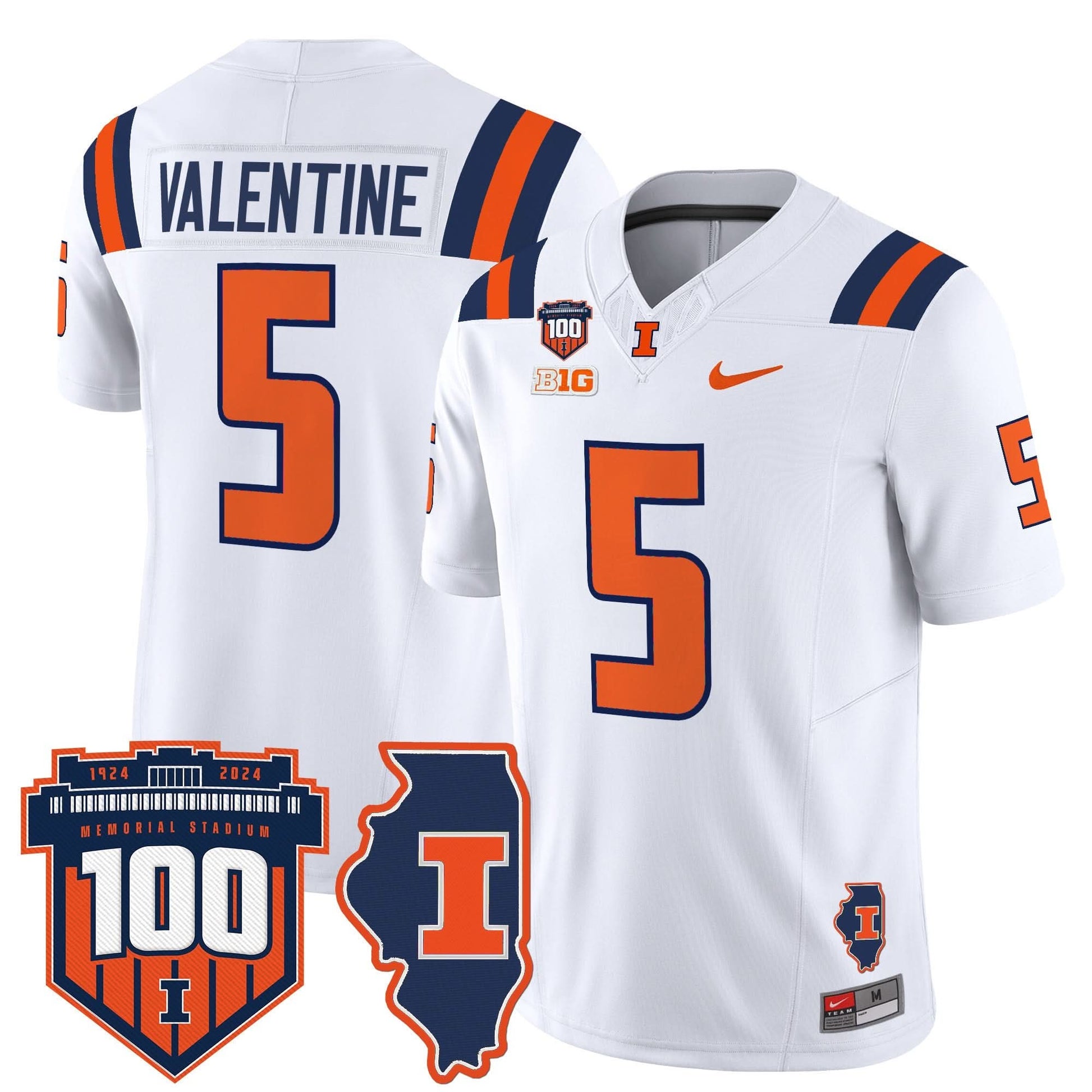 Men's Illinois Fighting Illini 100th Memorial Stadium Patch Vapor Limited Jersey - All Stitched