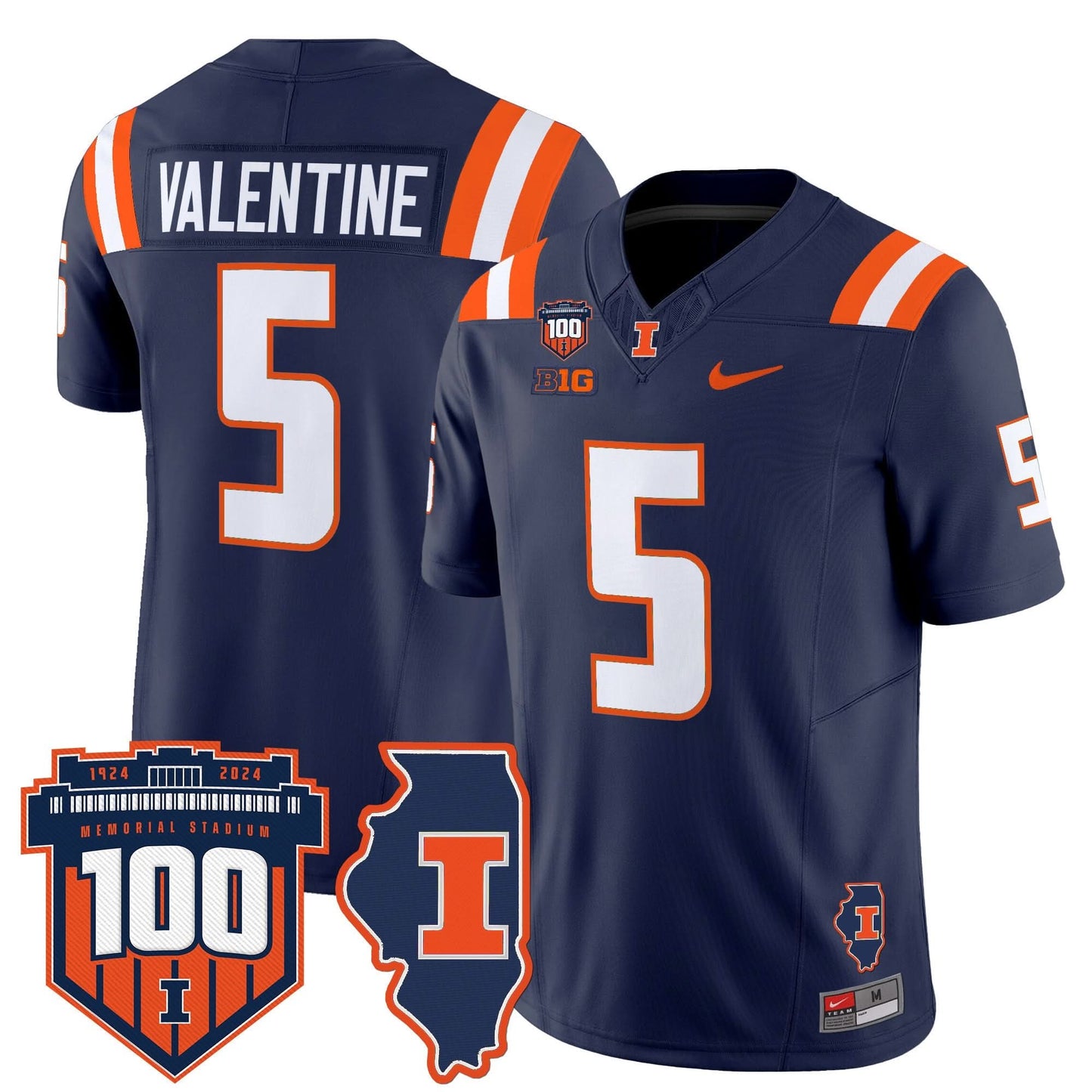 Men's Illinois Fighting Illini 100th Memorial Stadium Patch Vapor Limited Jersey - All Stitched
