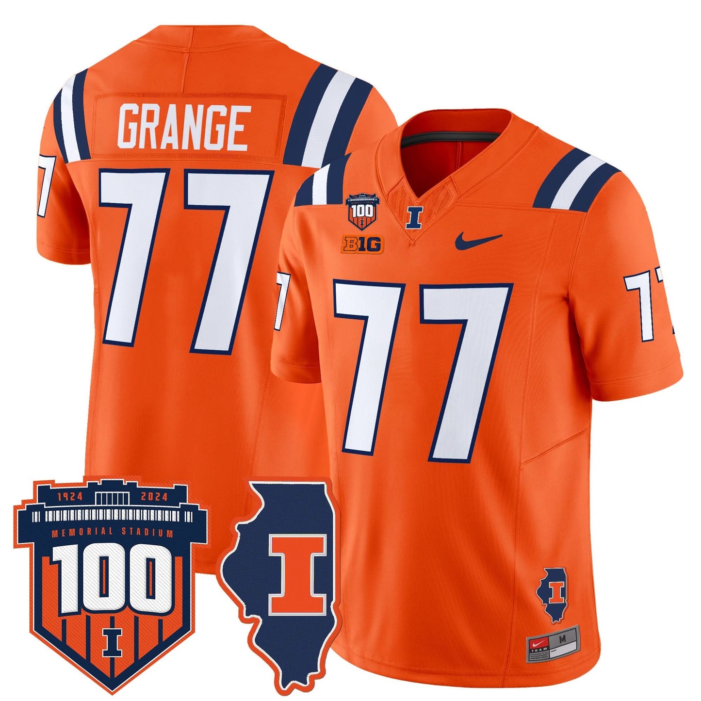Men's Illinois Fighting Illini 100th Memorial Stadium Patch Vapor Limited Jersey - All Stitched