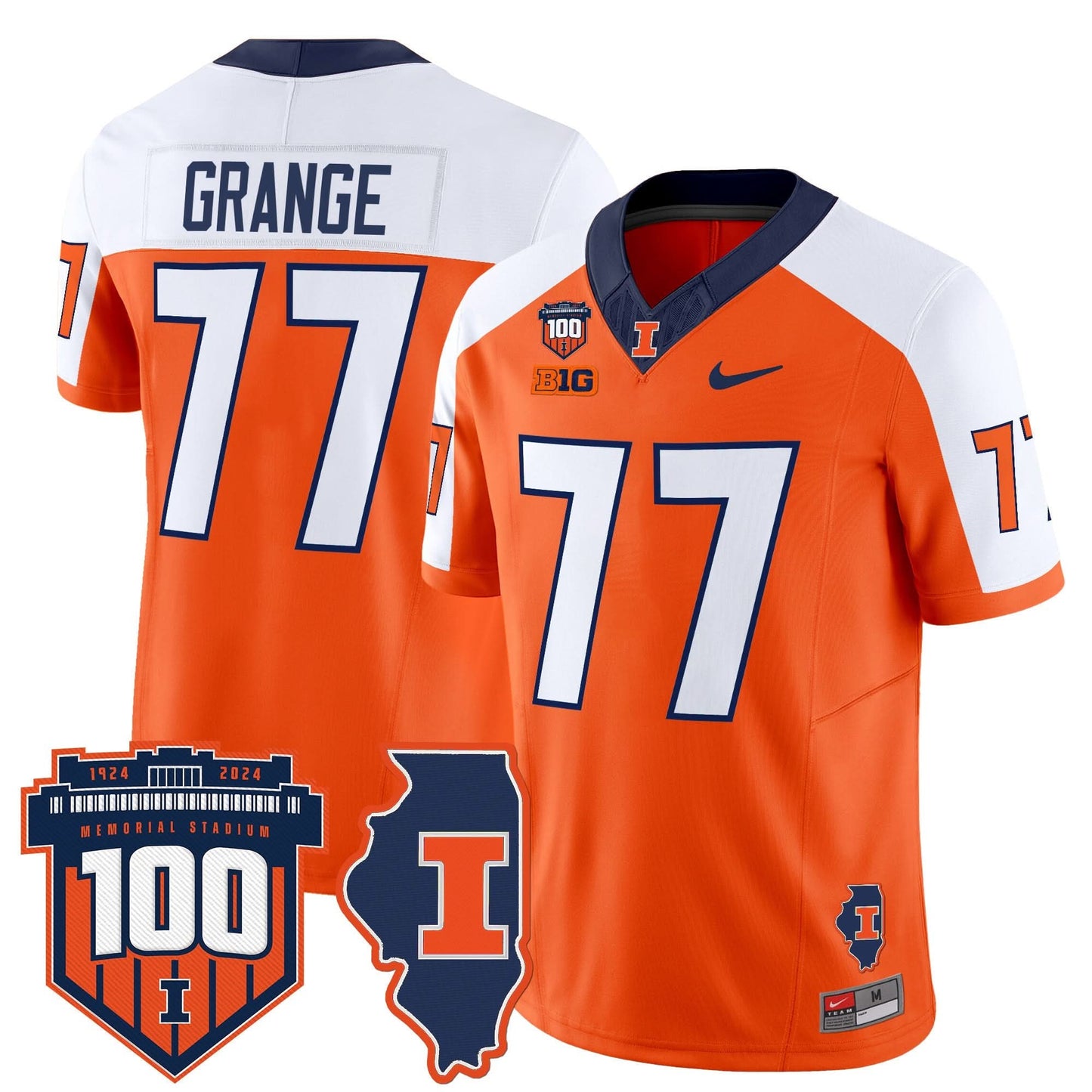 Men's Illinois Fighting Illini 100th Memorial Stadium Patch Vapor Limited Jersey - All Stitched