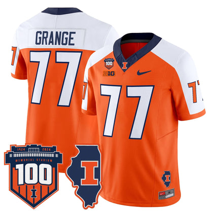 Men's Illinois Fighting Illini 100th Memorial Stadium Patch Vapor Limited Jersey - All Stitched