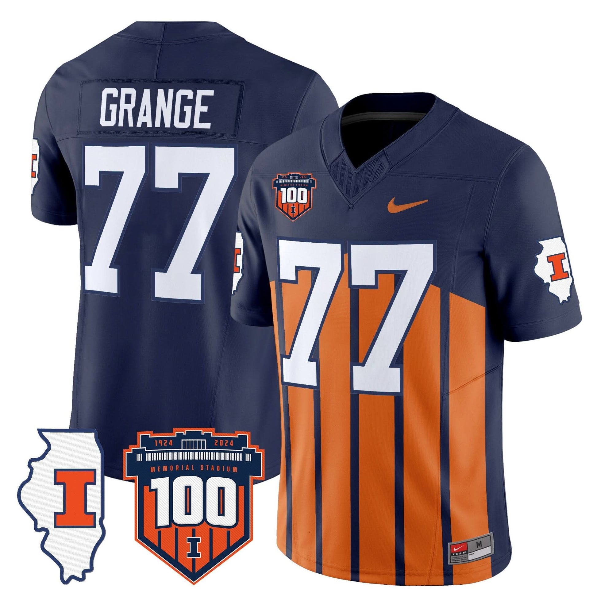 Men's Illinois Fighting Illini 100th Memorial Stadium Patch Vapor Limited Jersey - All Stitched