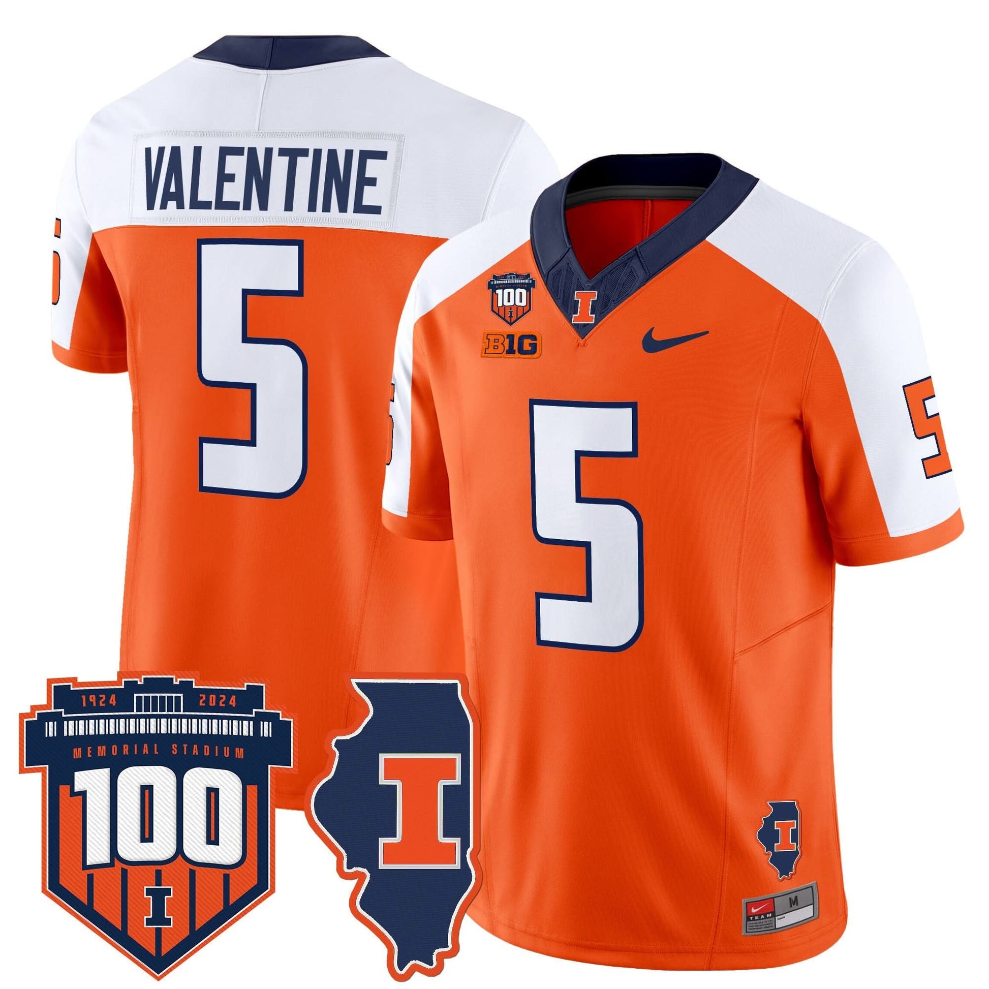Men's Illinois Fighting Illini 100th Memorial Stadium Patch Vapor Limited Jersey - All Stitched