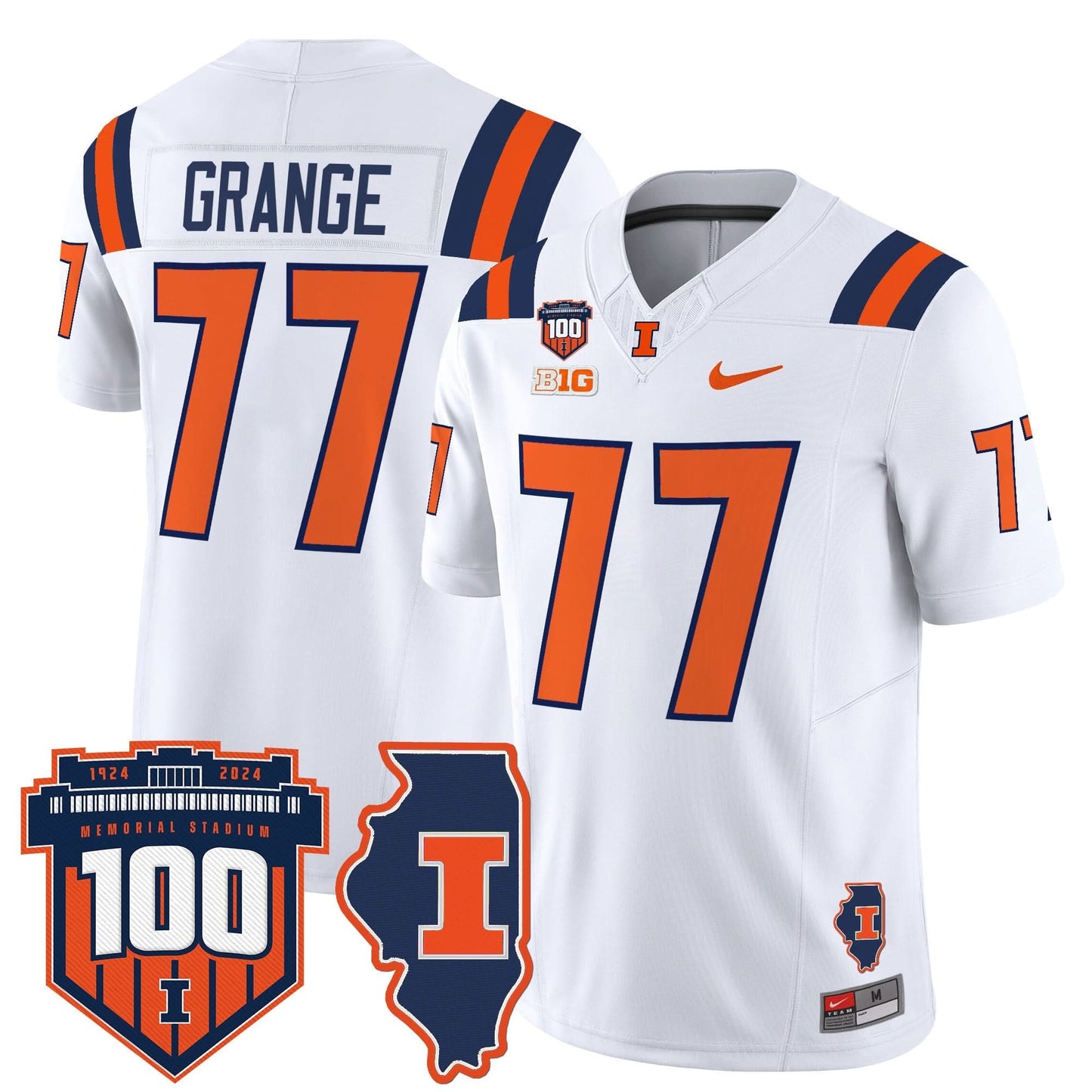 Men's Illinois Fighting Illini 100th Memorial Stadium Patch Vapor Limited Jersey - All Stitched