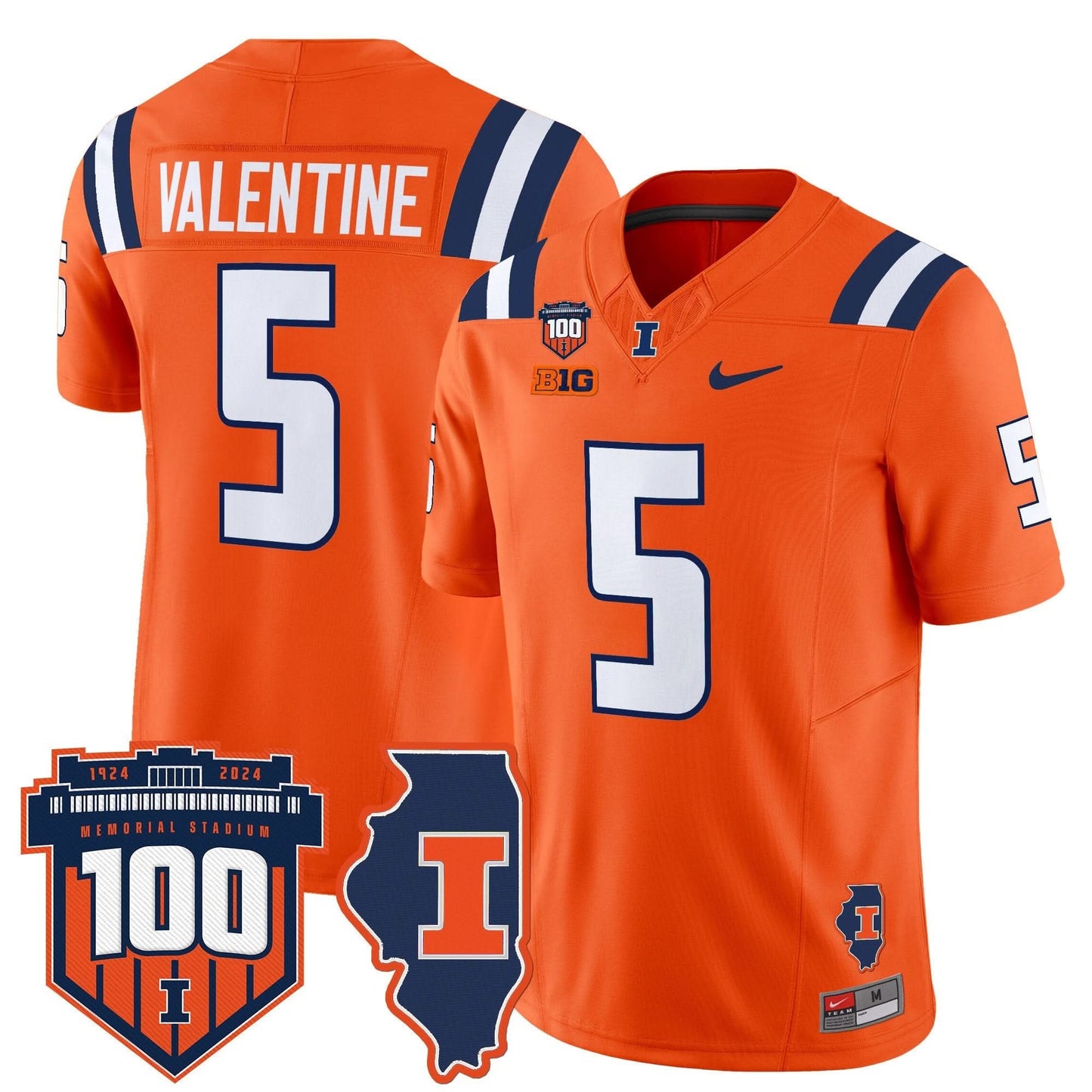 Men's Illinois Fighting Illini 100th Memorial Stadium Patch Vapor Limited Jersey - All Stitched