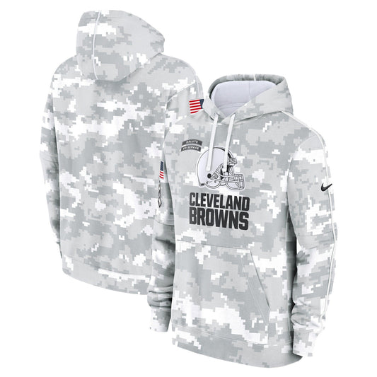 Cleveland Browns 2024 Salute to Service Pullover Hoodie - Arctic Camo - All Stitched