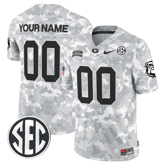 Georgia Bulldogs 2024 Salute to Service Vapor Limited Custom Jersey - Arctic Camo - All Stitched