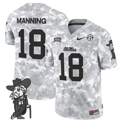 Ole Miss Rebels 2024 Salute to Service Vapor Limited Jersey - Arctic Camo - All Stitched