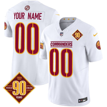 Washington Commanders 90th Anniversary Patch Vapor Limited Custom Jersey - All Stitched