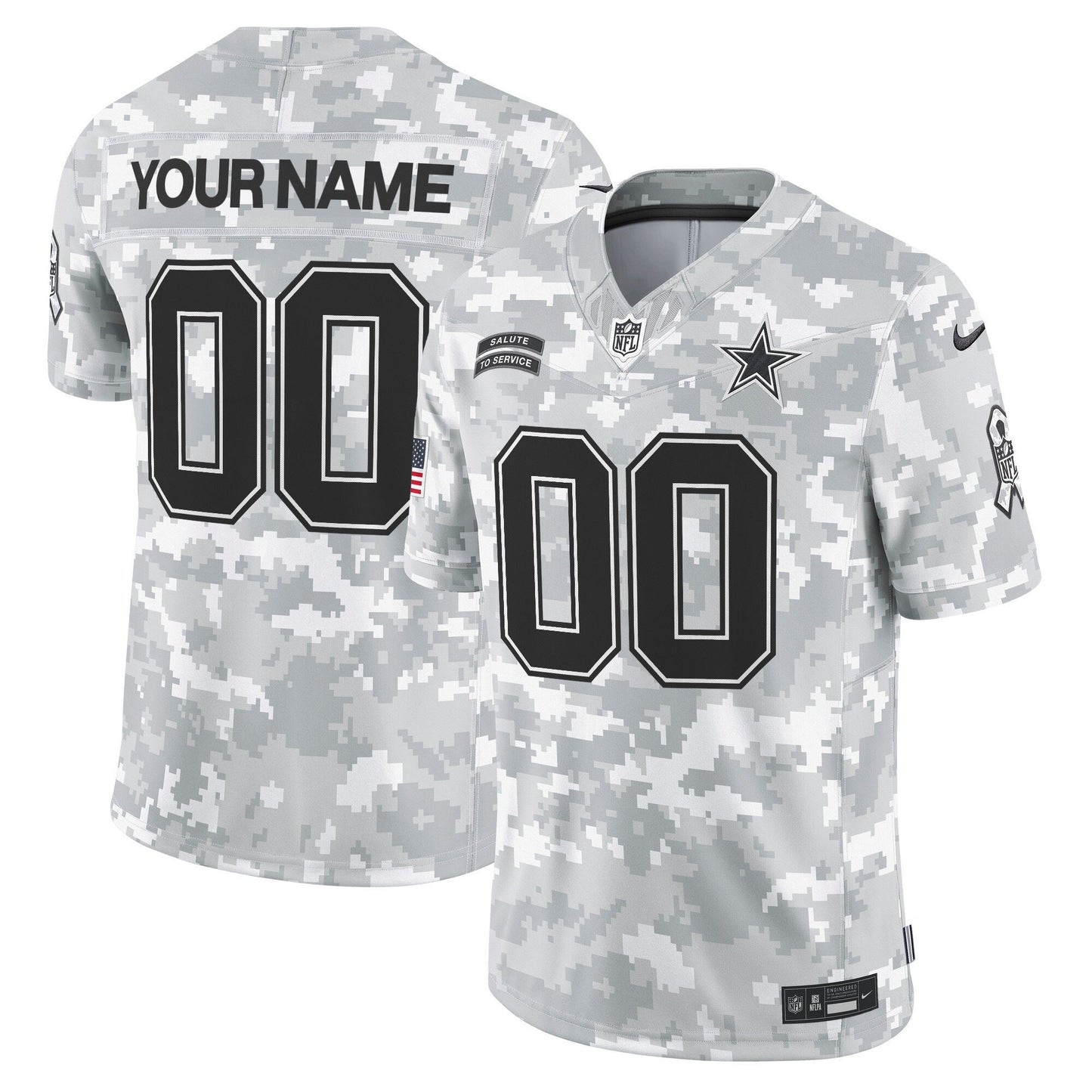 Dallas Cowboys 2024 Salute to Service Vapor Limited Custom Jersey - All stitched