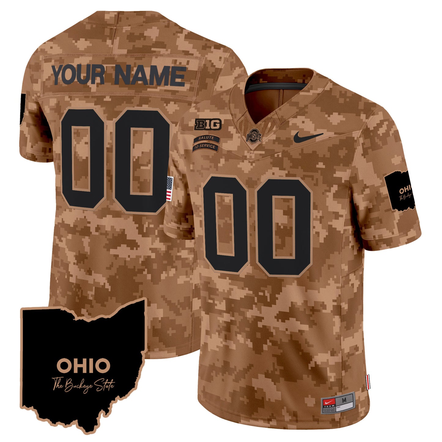 Ohio State Buckeyes 2024 Salute to Service Vapor Limited Custom Jersey - All Stitched