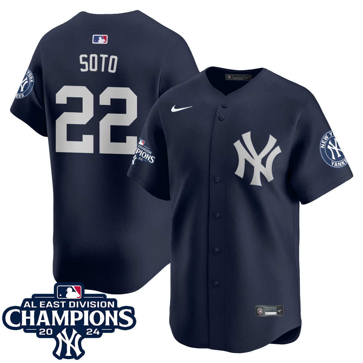 Yankees 2024 AL East Champions Jersey - All Stitched