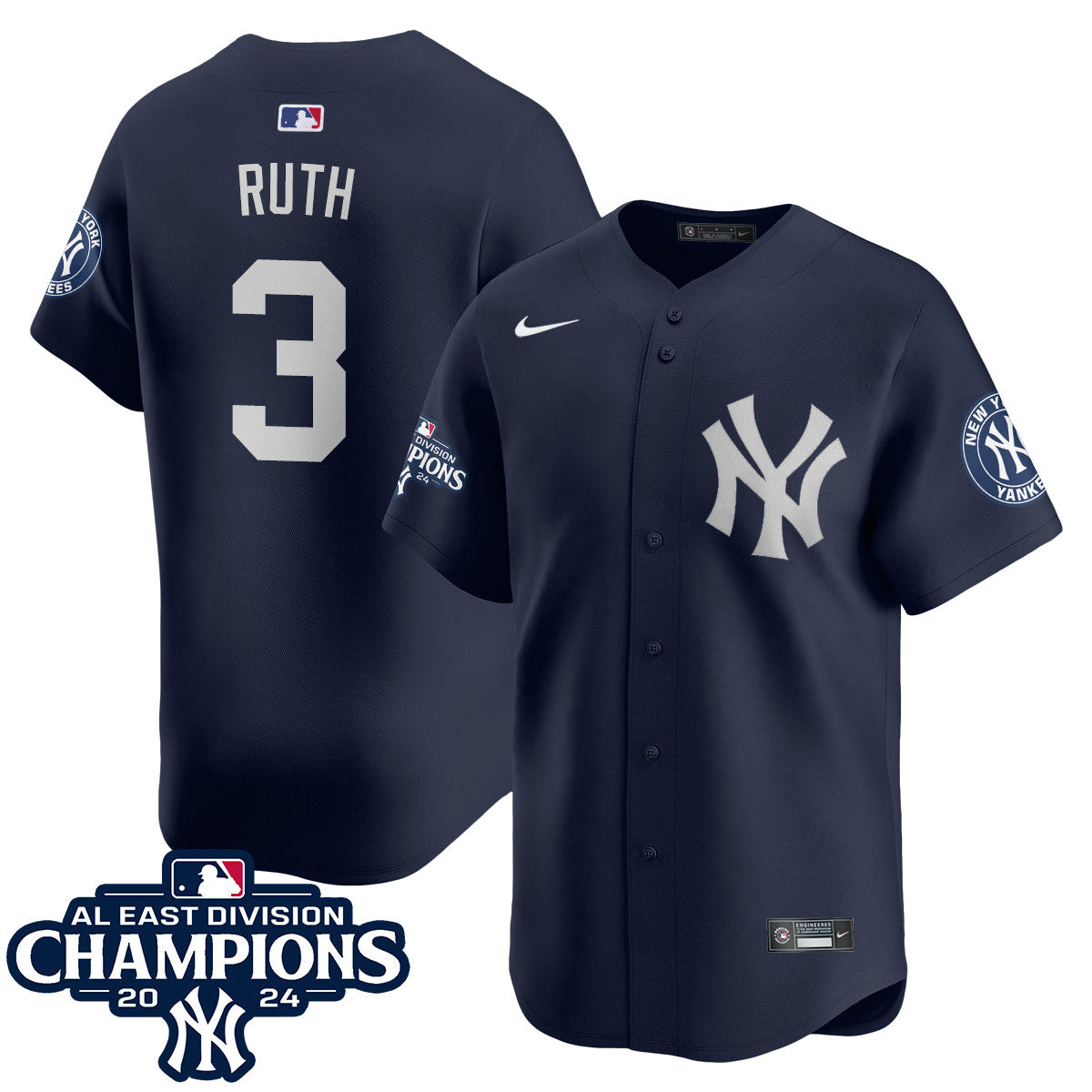 Yankees 2024 AL East Champions Jersey - All Stitched