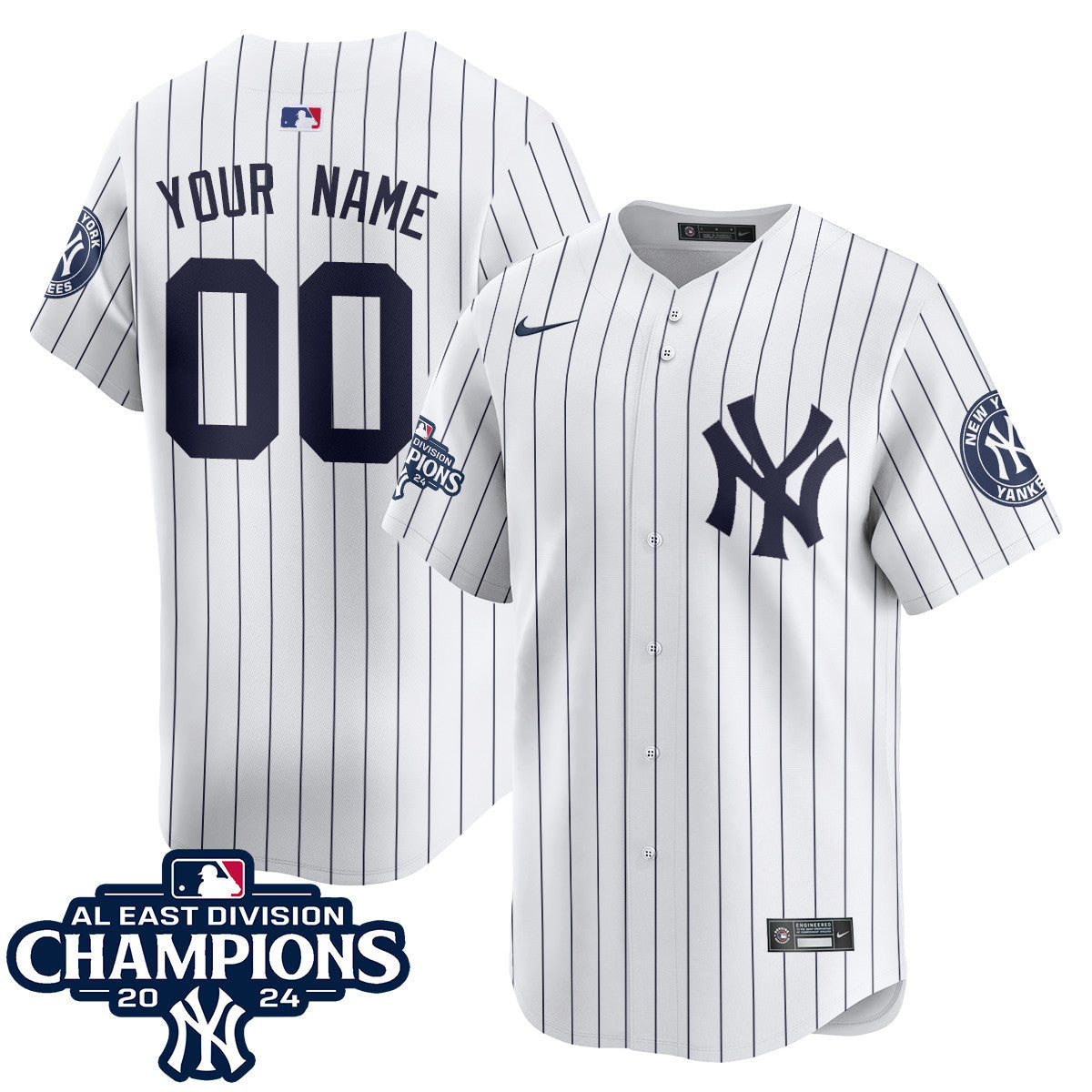 Custom Name/Gender Yankees 2024 AL East Champions Jersey - All Stitched