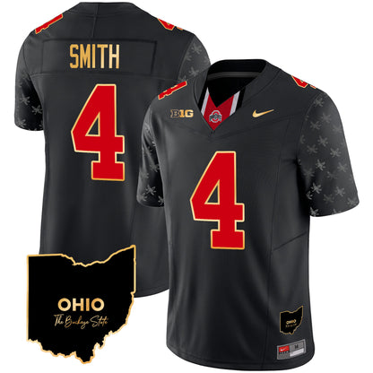 Ohio State Buckeyes 2024 Home Patch Gold Trim Vapor Limited Jersey V2 - All Stitched