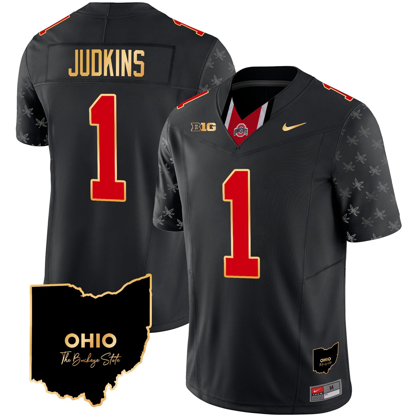 Ohio State Buckeyes 2024 Home Patch Gold Trim Vapor Limited Jersey V2 - All Stitched