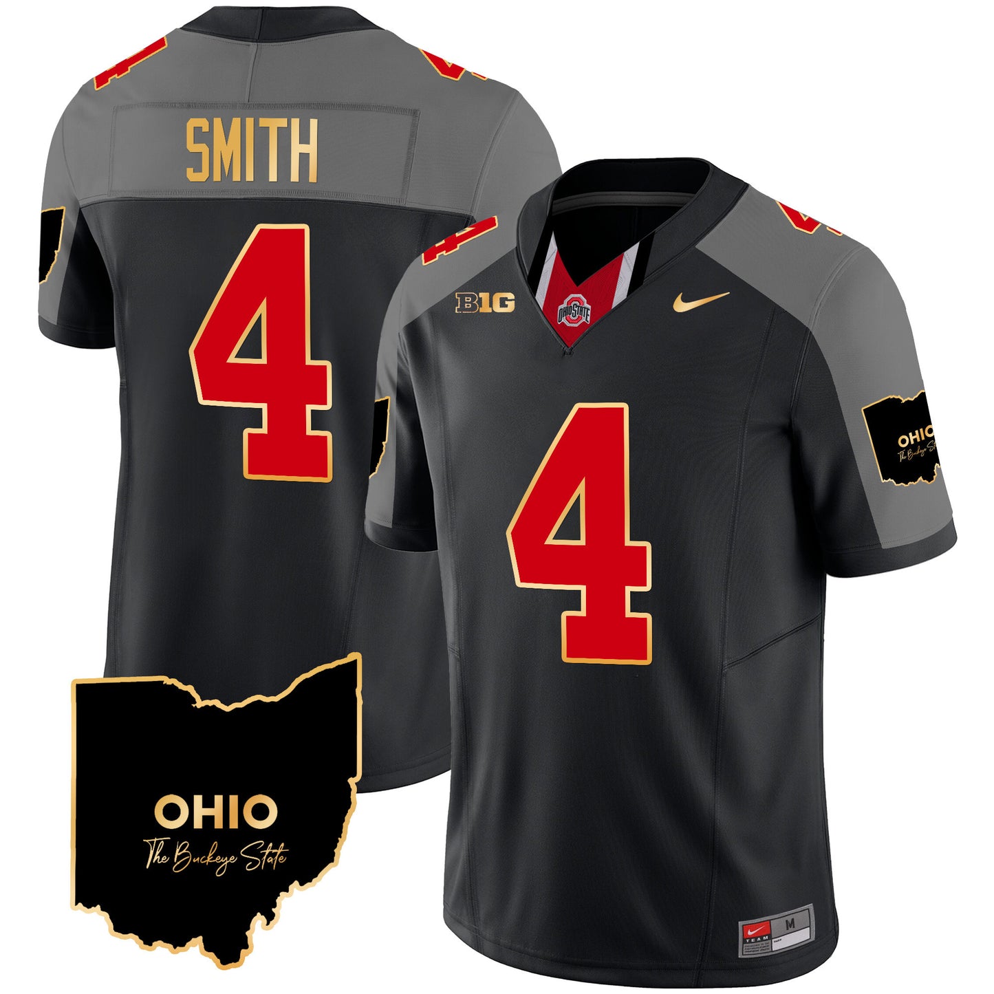 Ohio State Buckeyes 2024 Home Patch Gold Trim Vapor Limited Jersey V2 - All Stitched