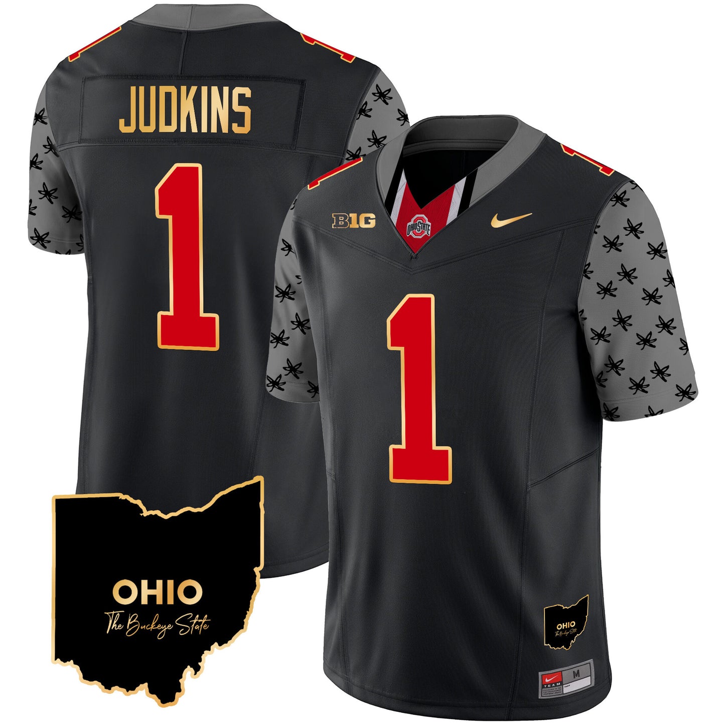 Ohio State Buckeyes 2024 Home Patch Gold Trim Vapor Limited Jersey V2 - All Stitched