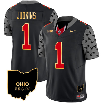 Ohio State Buckeyes 2024 Home Patch Gold Trim Vapor Limited Jersey V2 - All Stitched