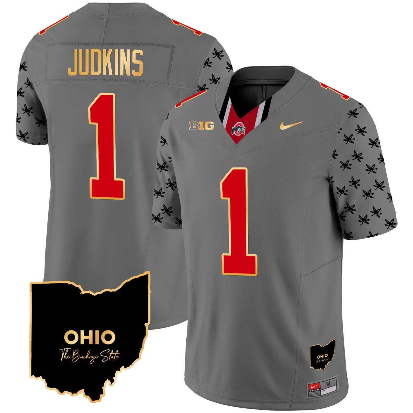 Ohio State Buckeyes 2024 Home Patch Gold Trim Vapor Limited Jersey V2 - All Stitched