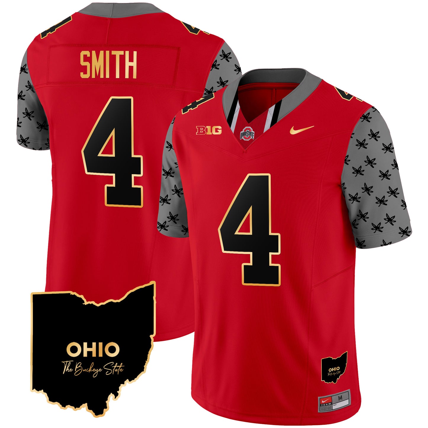 Ohio State Buckeyes 2024 Home Patch Gold Trim Vapor Limited Jersey V2 - All Stitched