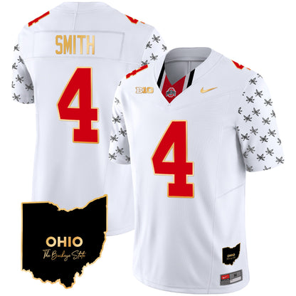 Ohio State Buckeyes 2024 Home Patch Gold Trim Vapor Limited Jersey V2 - All Stitched