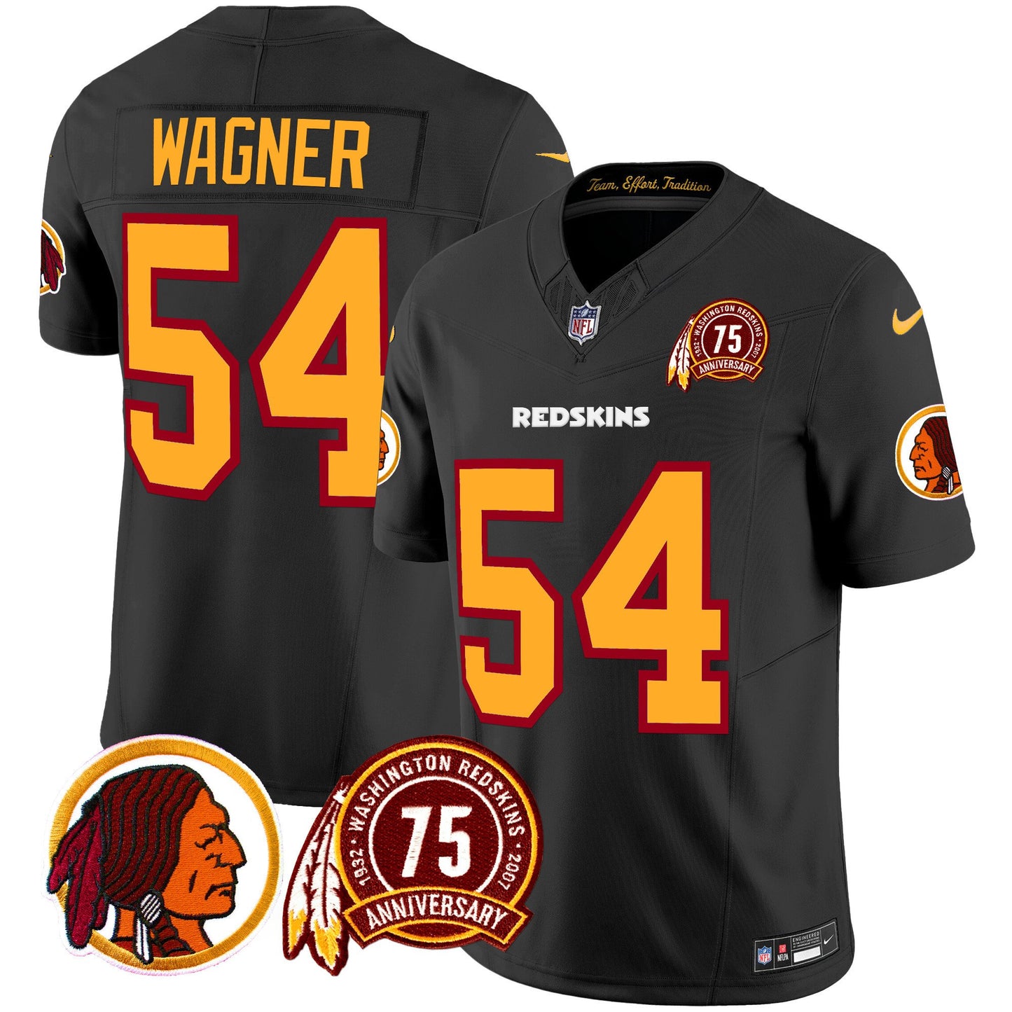 Washington Redskins 75th Patch Throwback Vapor Limited Jersey - All Stitched