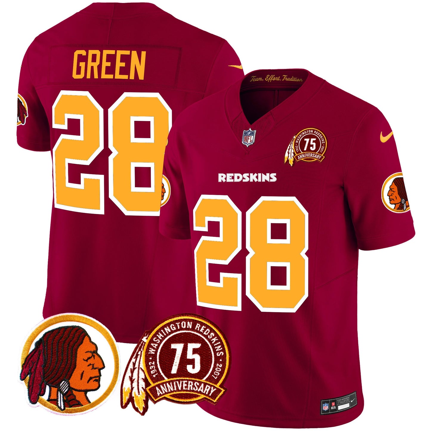 Washington Redskins 75th Patch Throwback Vapor Limited Jersey - All Stitched