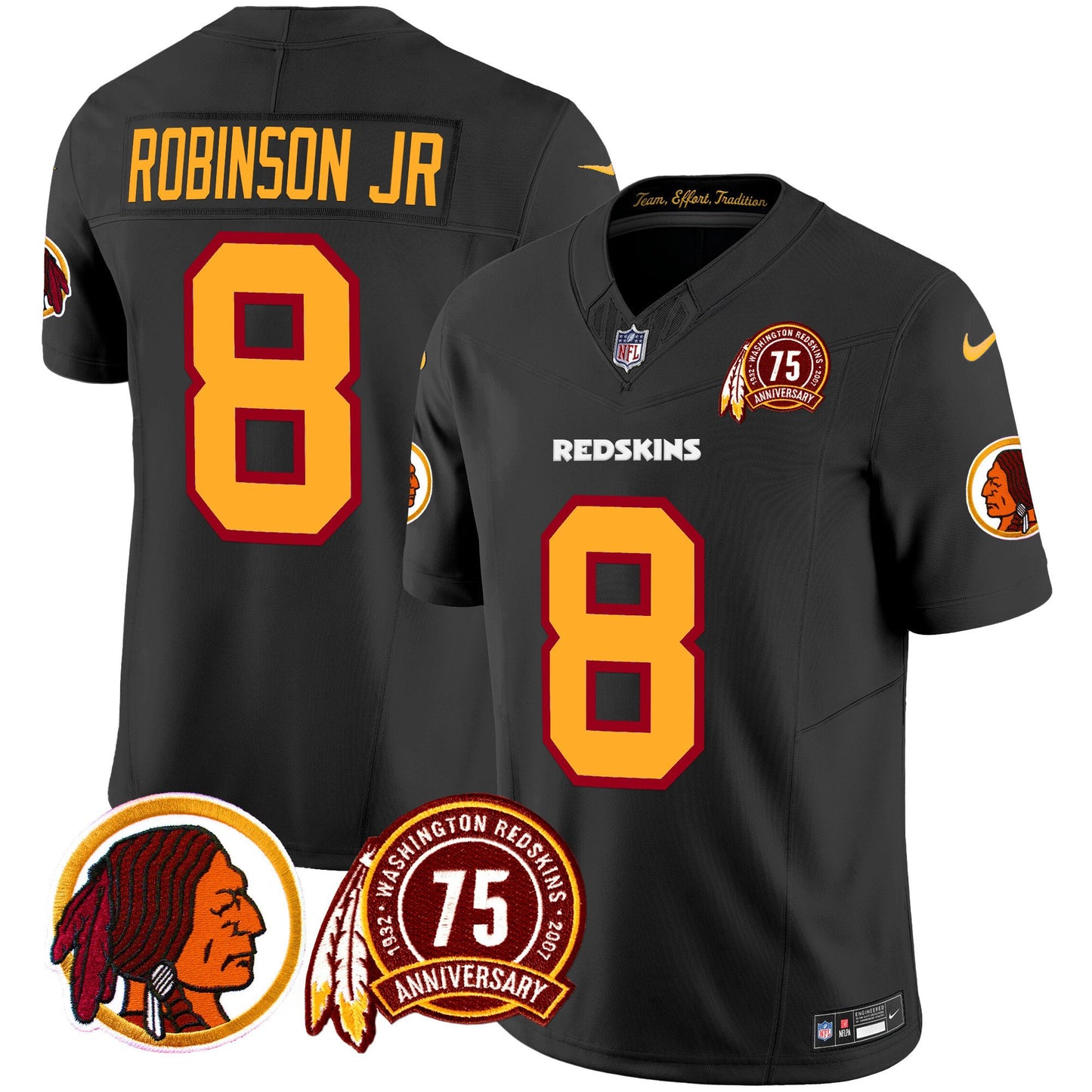 Washington Redskins 75th Patch Throwback Vapor Limited Jersey - All Stitched