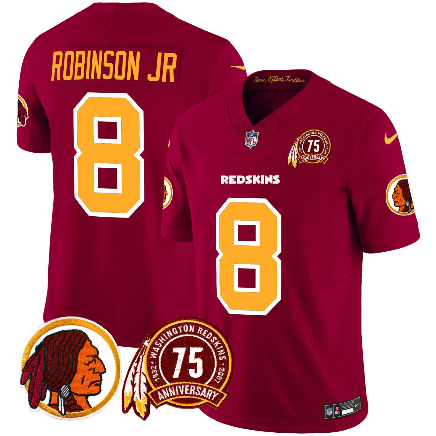 Washington Redskins 75th Patch Throwback Vapor Limited Jersey - All Stitched