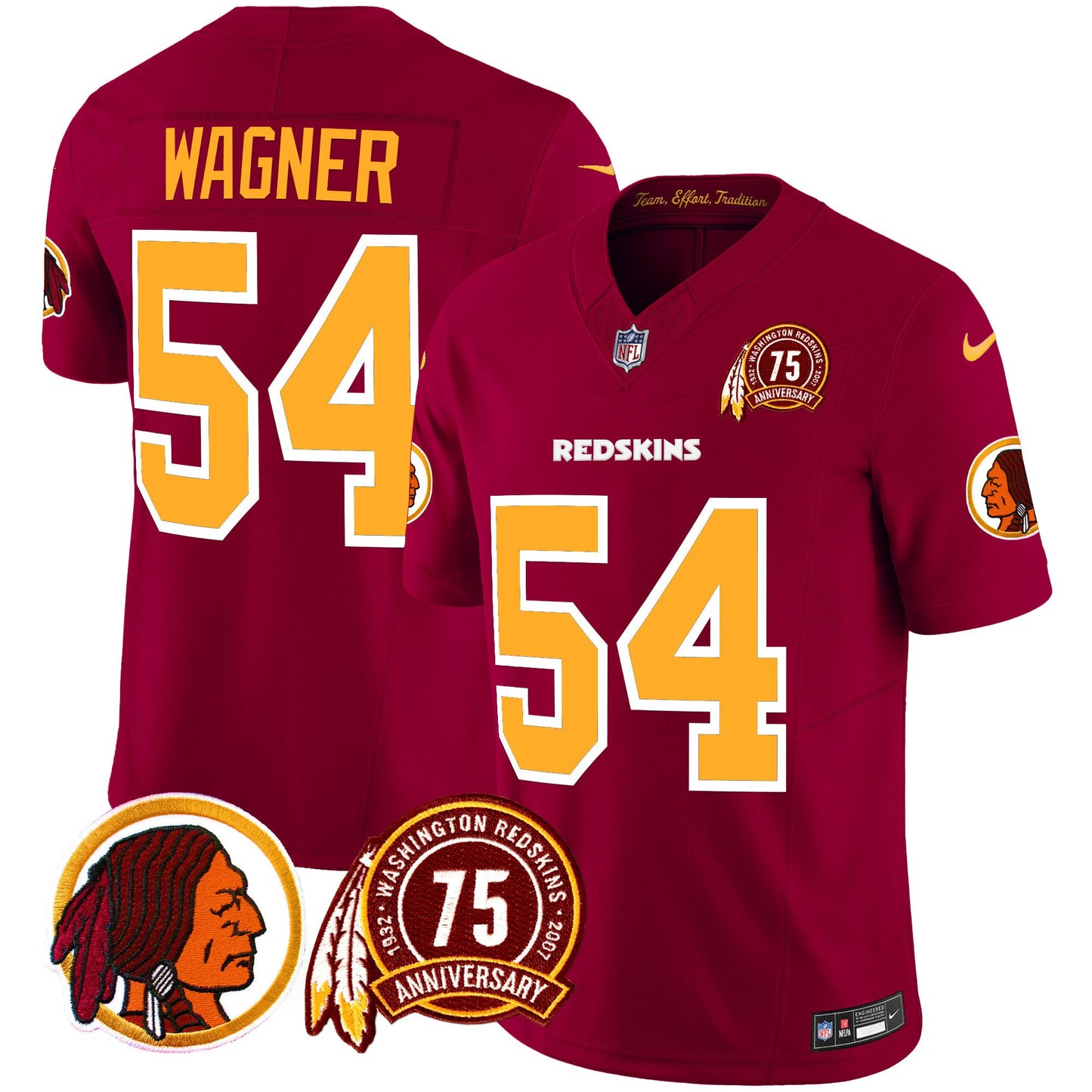 Washington Redskins 75th Patch Throwback Vapor Limited Jersey - All Stitched