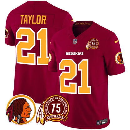 Washington Redskins 75th Patch Throwback Vapor Limited Jersey - All Stitched