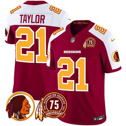 Washington Redskins 75th Patch Throwback Vapor Limited Jersey - All Stitched