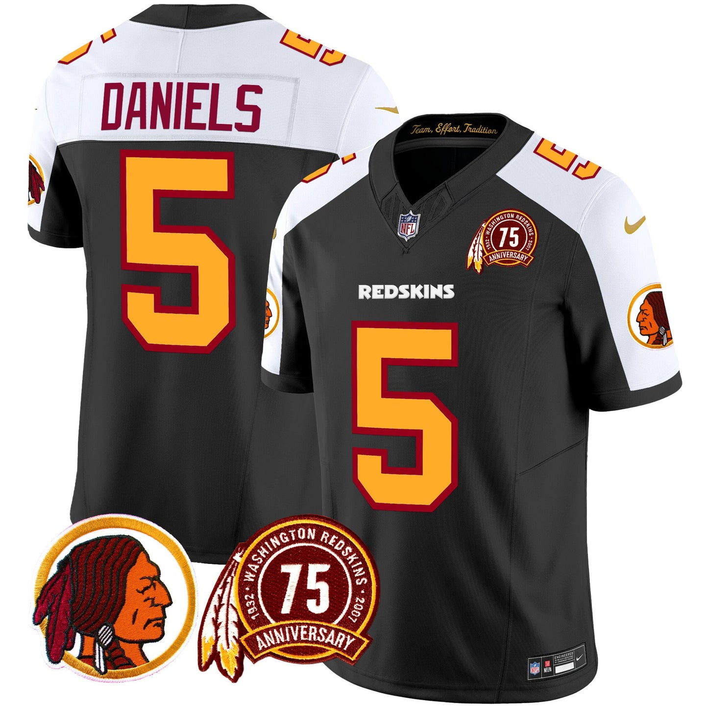 Washington Redskins 75th Patch Throwback Vapor Limited Jersey - All Stitched