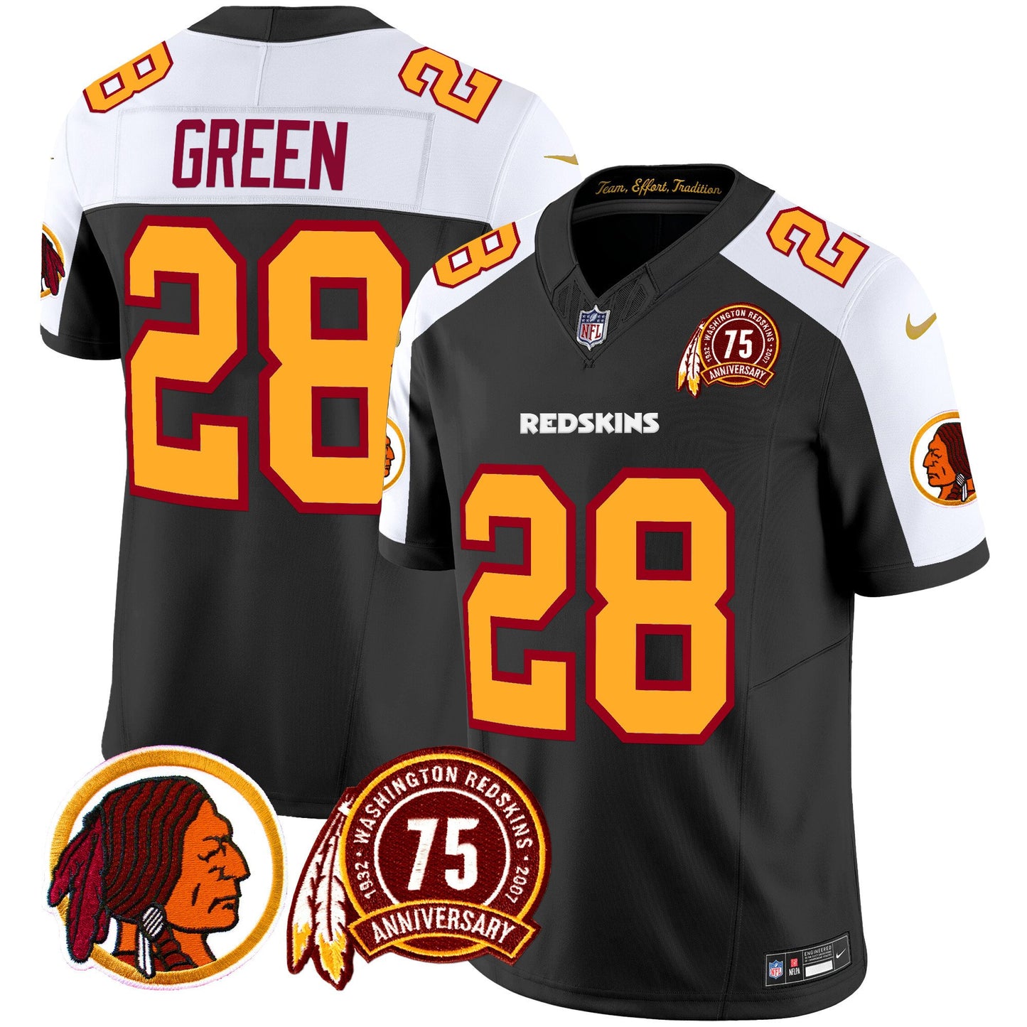 Washington Redskins 75th Patch Throwback Vapor Limited Jersey - All Stitched