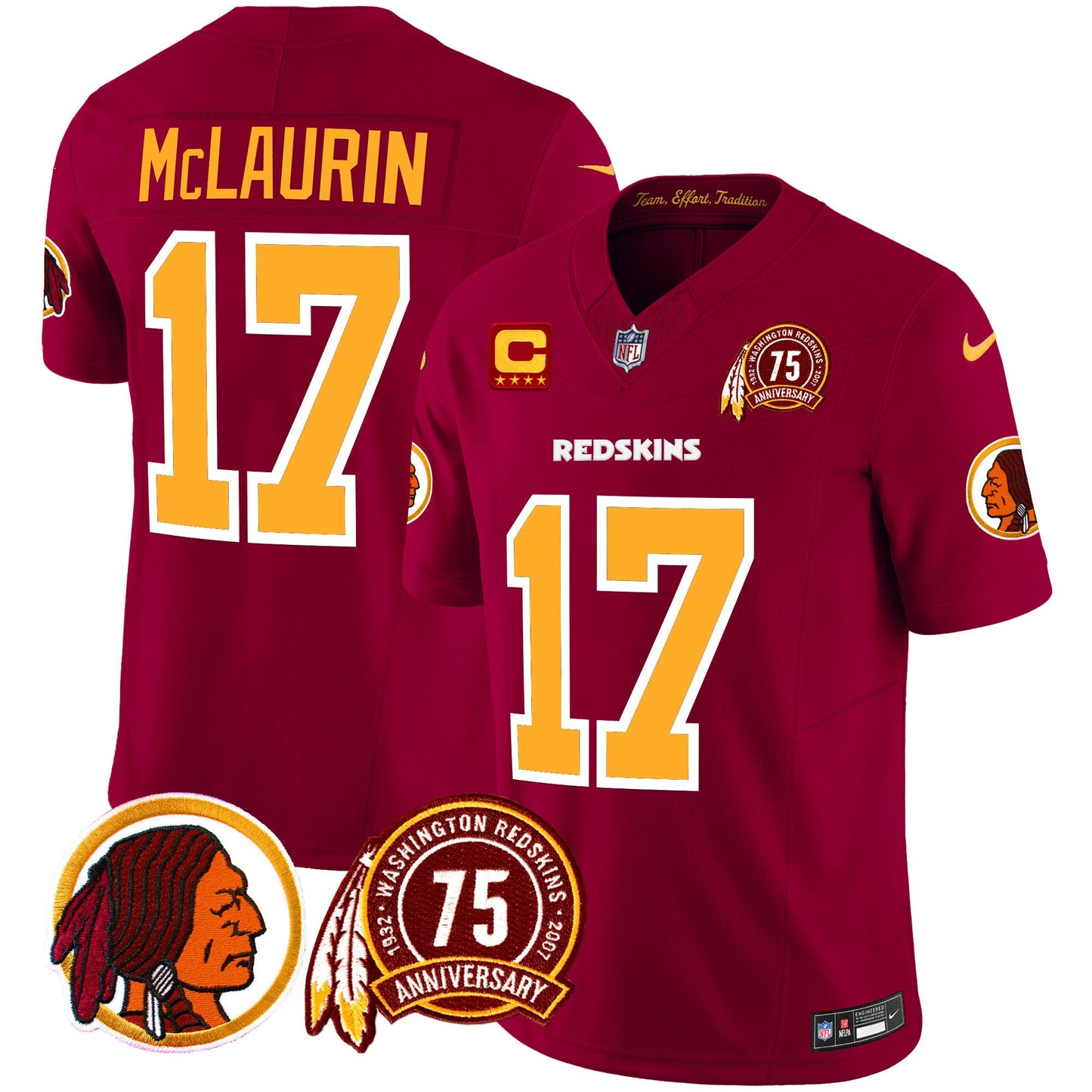 Washington Redskins 75th Patch Throwback Vapor Limited Jersey - All Stitched