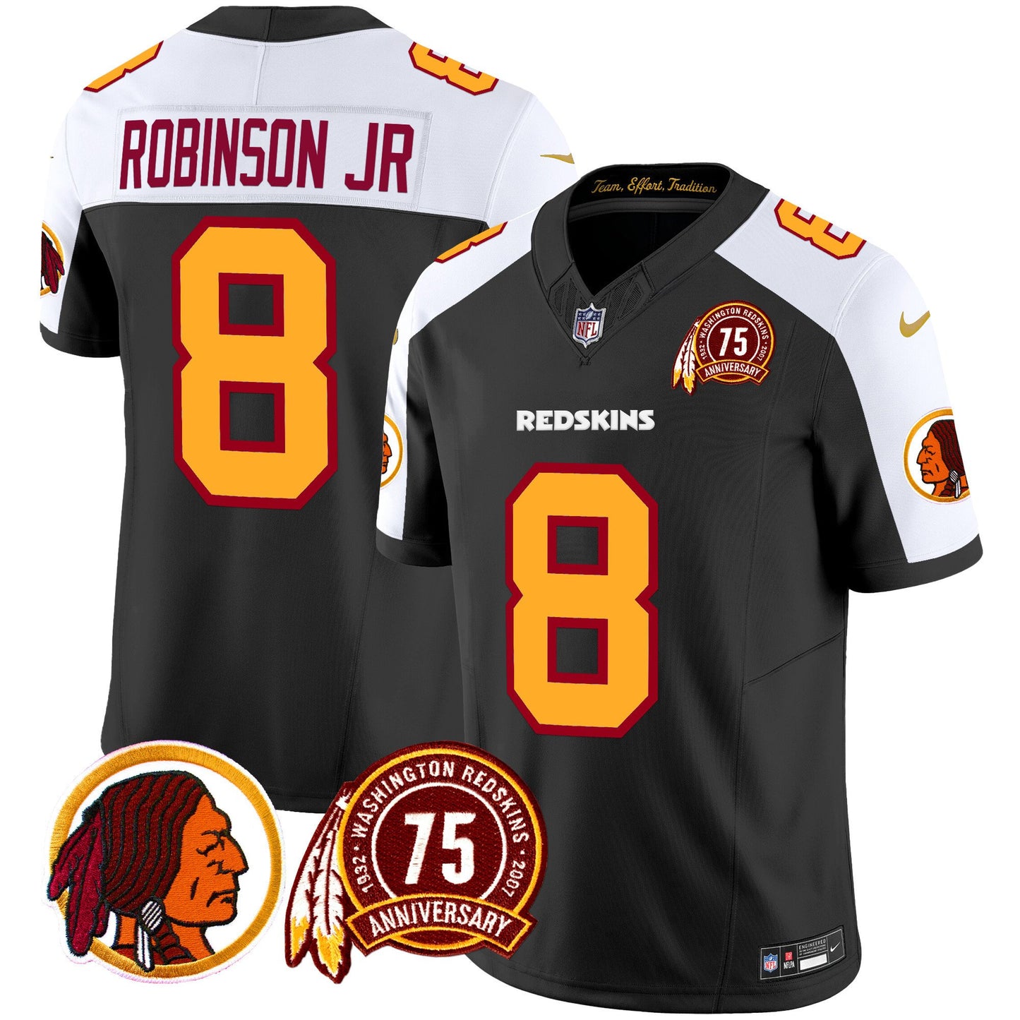 Washington Redskins 75th Patch Throwback Vapor Limited Jersey - All Stitched