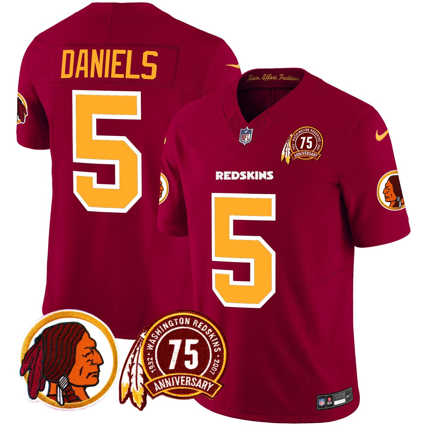 Washington Redskins 75th Patch Throwback Vapor Limited Jersey - All Stitched