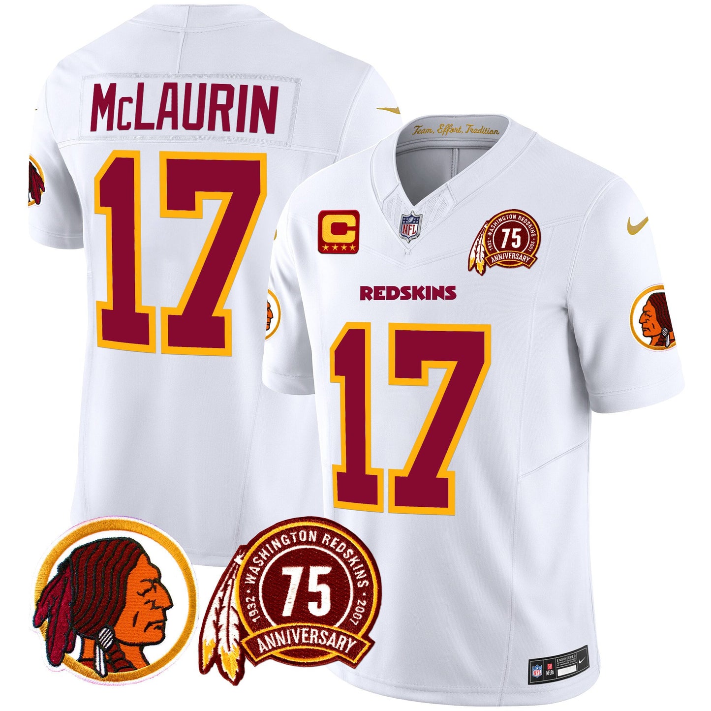 Washington Redskins 75th Patch Throwback Vapor Limited Jersey - All Stitched