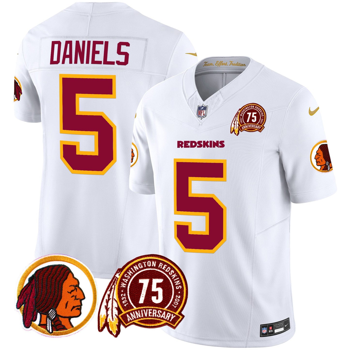 Washington Redskins 75th Patch Throwback Vapor Limited Jersey - All Stitched