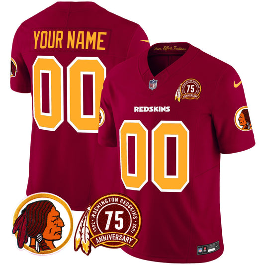 Washington Redskins 75th Patch Throwback Vapor Limited Custom Jersey - All Stitched