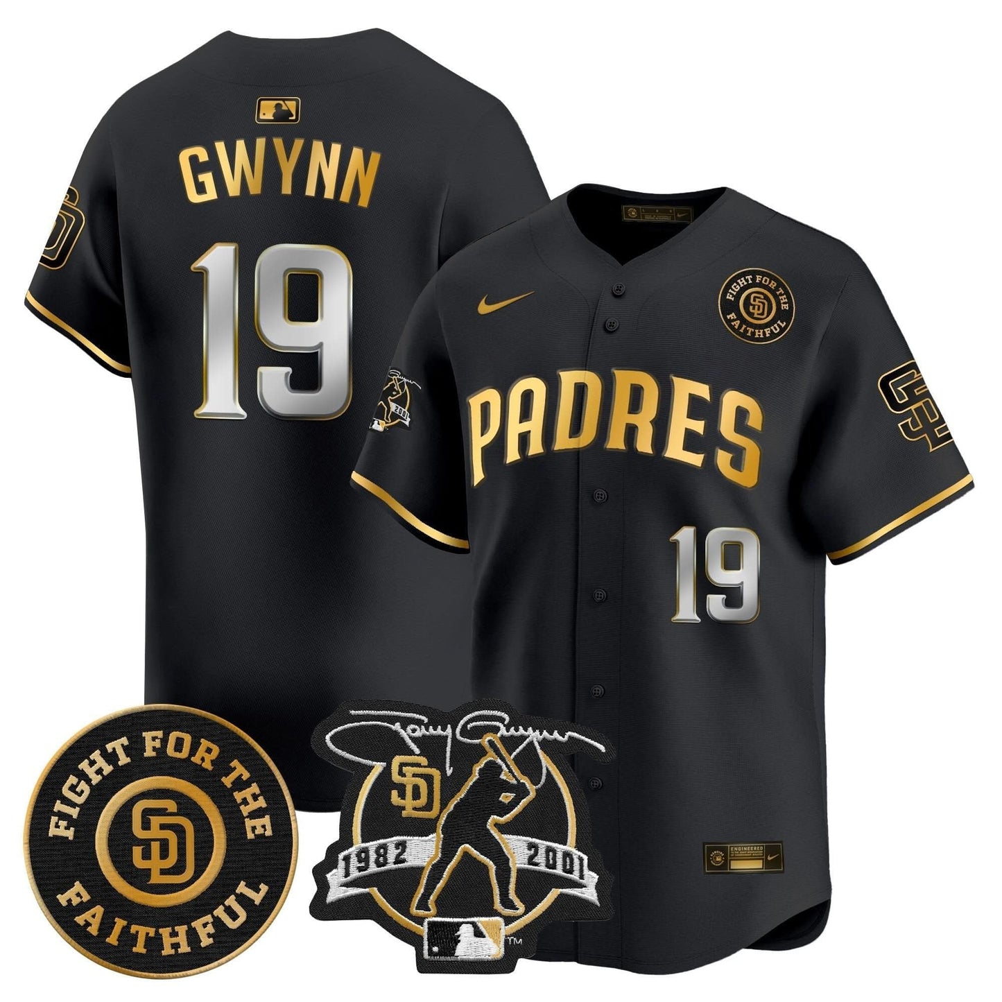Padres Tony Gwynn & Faithful Patch Vapor Premier Limited Jersey – All Stitched